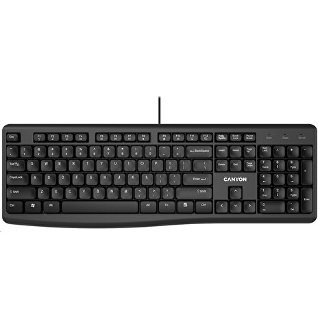 CANYON drátová klávesnice KB-50, USB, nízký zdvih, tenký design, chocolate key cap