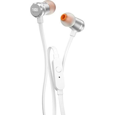 JBL Tune 290 - silver (Pure Bass, plochý kabel, 1tlačítkový ovladač)