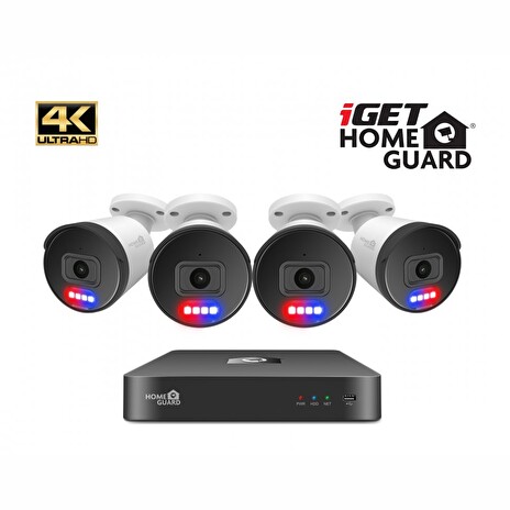 iGET HOMEGUARD HGNVK88504 - kamerový PoE systém s 4K rozlišením, obousměrným zvukem a LED