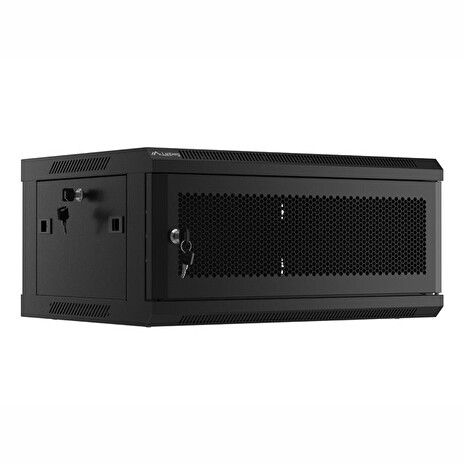 LANBERG Nástěnná jednodílná skříň 19", 4U/600x450, (v rozloženém stavu), perforované dveře, černá (RAL9004)