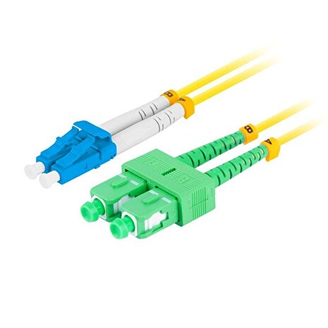 LANBERG optický patch cord SM LC/UPC-SC/APC duplex 2m LSZH G657A1 průměr 3mm žlutá