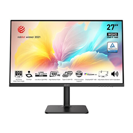 MSI Modern/MD272QXP/27"/IPS/QHD/100Hz/1ms/Black/3R