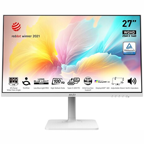 MSI Modern/MD272QXPW/27"/IPS/QHD/100Hz/1ms/White/3R