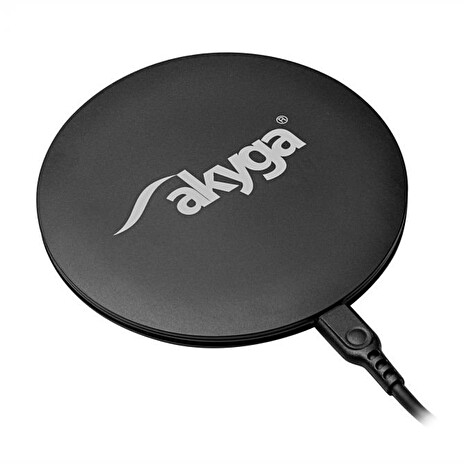 Akyga Bezdrátová nabíjecí podložka 5-12V/ max 15W, Super Fast Charge 3.0, USB-C, černá, 1m