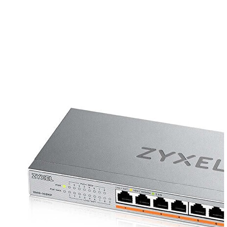 Zyxel XMG-108HP 8 Ports 2,5G + 1 SFP+, 8 ports 100W total PoE++ Desktop MultiGig unmanaged Switch