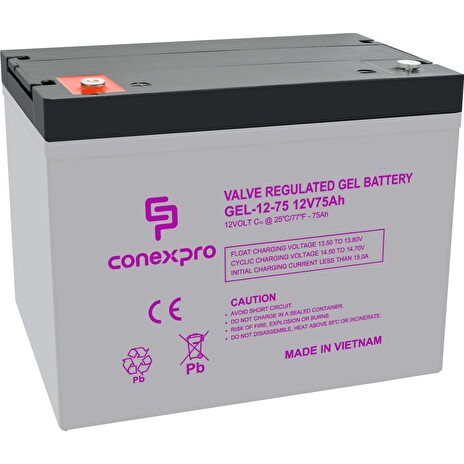 Baterie Conexpro GEL-12-75 GEL, 12V/75Ah, T14-M6, Deep Cycle