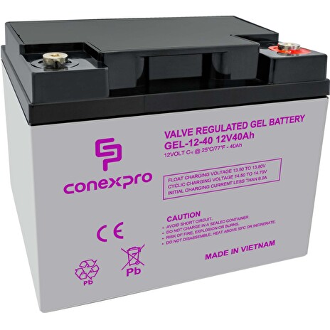 Baterie Conexpro GEL-12-40 GEL, 12V/40Ah, T14-M6, Deep Cycle