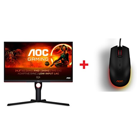 AOC/25G3ZM-BK/24,5"/VA/FHD/240Hz/0,5ms/Blck-Red/3R