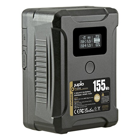 Baterie Jupio V-Mount *ProLine* Extreme 155 - 10500mAh (155Wh) - LCD Display, USB-C PD 65W in/output, D-Tap in/output an