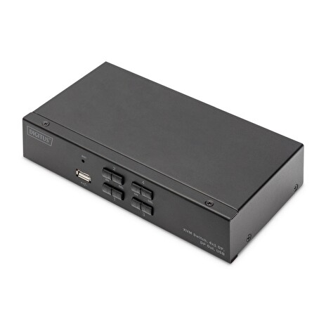 DIGITUS DS-12891 KVM Switch, 4x DP in, DP Out, 4x USB B, 4K @ 60 Hz, černá