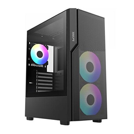 1stCOOL Middle Tower GAMER 5 s 3x ARGB ventilátorem, ATX black černý, bez zdroje, fulltower ATX (USB3+ Audio) (PC case)