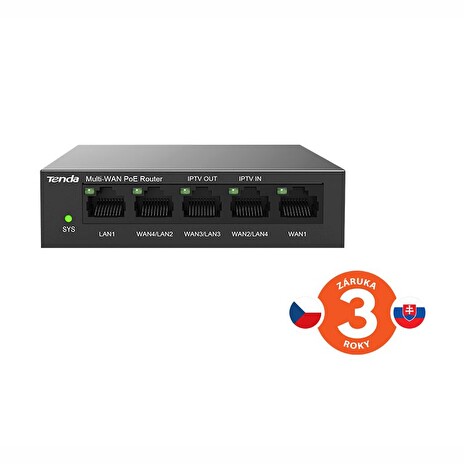 Tenda G0-5G-PoE - Gigabit PoE Router , 5x RJ45, MultiWAN, 4x PoE 802.3af/at, 10/100/1000Mbps