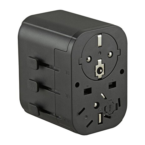 Adaptér Jupio Travel Adapter 2x USB-A 1x USB-C 15.5W uviverzální cestovní