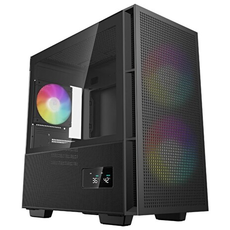 DEEPCOOL skříň CH360 Digital / mATX / 140mm +120 mm fan / USB 3.0 / USB-C / mesh panel / prosklená bočnice / černá