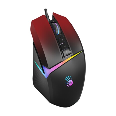 A4tech Bloody W60 Max Activated, RGB podsvícená herní myš, 12000 DPI, USB, černá/červená