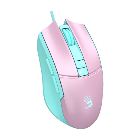 A4tech BLOODY L65 Max, RGB podsvícená herní myš, 12000 DPI, USB, růžová