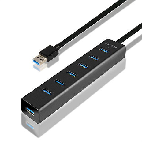 AXAGON - HUE-SA7BP 7x USB3.0 ALU CHARGING hub vč. AC adapteru