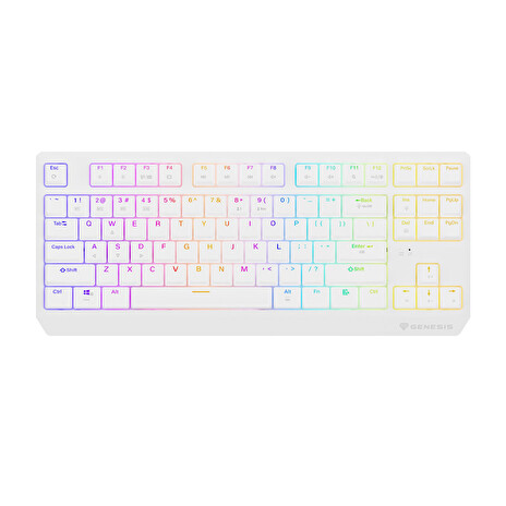 GENESIS herní klávesnice THOR 230/TKL/RGB/Outemu Red/Bezdrátová USB + Bluetooth/US layout/Bílá