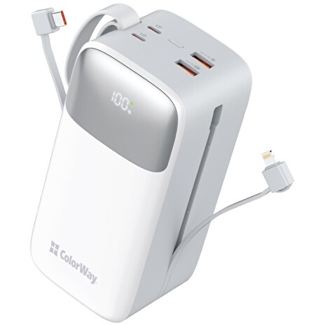 COLORWAY powerbanka/ 50 000mAh/ 1x USB QC3.0/ USB-C/ Lightning/ 22,5W/ Bílá