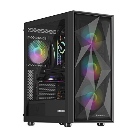 Genesis DIAXID 605 ARGB/Midi Tower/Transpar./Černá