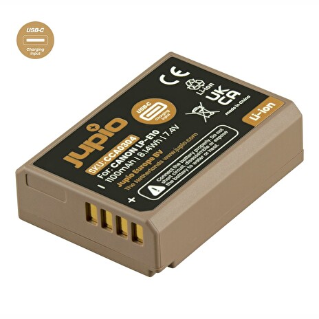 Baterie Jupio LP-E10 *ULTRA C* 1100mAh s USB-C vstupem pro nabíjení