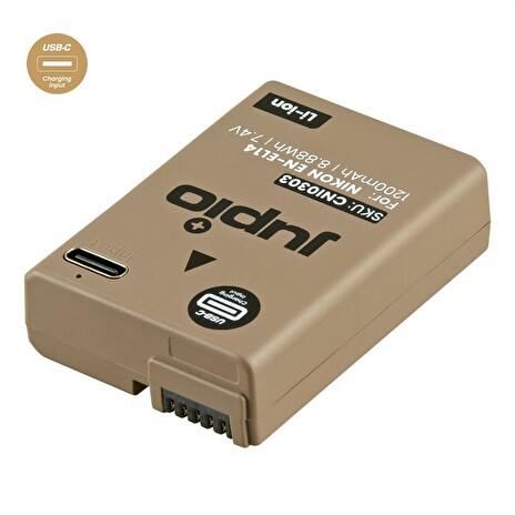 Baterie Jupio EN-EL14A *ULTRA C* 1200mAh s USB-C vstupem pro nabíjení