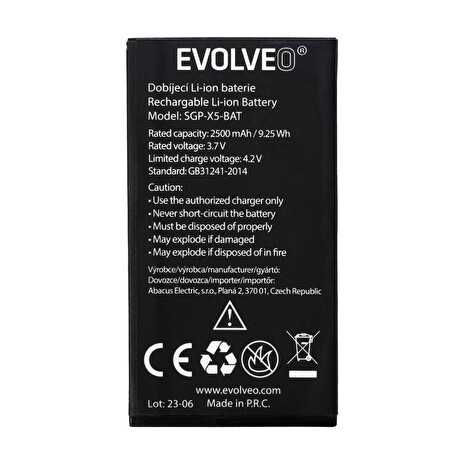 EVOLVEO originální baterie 2500 mAh pro StrongPhone X5