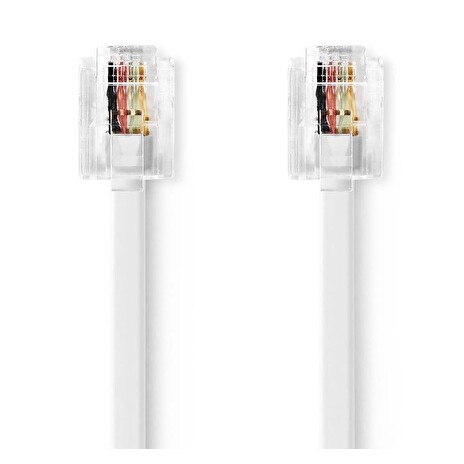 Nedis TCGL90200WT50 - Telekomunikační kabel | RJ11 Zástrčka - RJ11 Zástrčka |5 m | Bílá