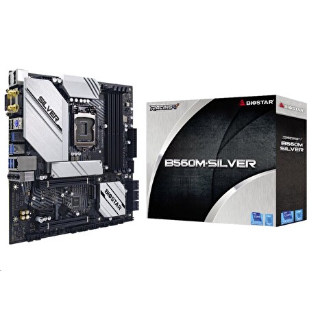 BIOSTAR B560M-SILVER, LGA 1200, Intel B560, 4xDDR4, HDMI/DVI-D/DP, 2xPCI-E x16, 1xPCI-E x1, 6xSATA, 2