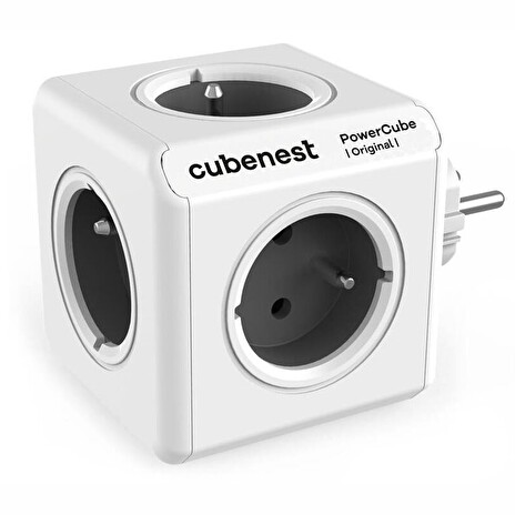 Cubenest Powercube Original, 5× zásuvka, bílá/šedá, dětská pojistka, uzemnění, max. 16A/250V~3680W/50-60Hz