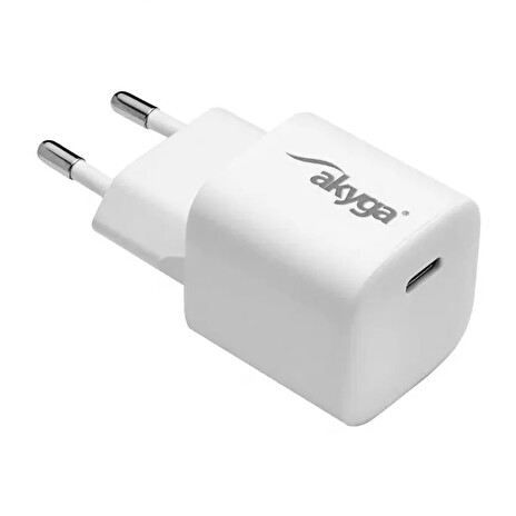 Akyga Nabíječka univerzální USB-C PD 5-12V / max. 3A 25W Quick Charge 3.0 GaN, bílá
