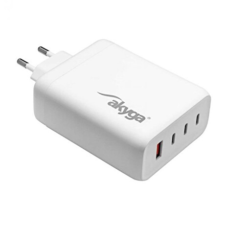 Akyga Nabíječka univerzální USB-A + 3x USB-C PD 5-28V / max. 5A 140W Quick Charge 3.0 GaN, bílá