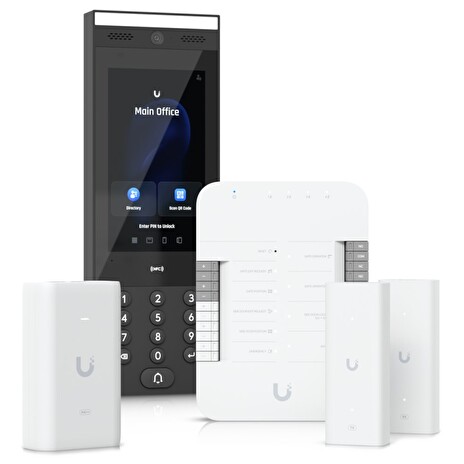 Ubiquiti UniFi Access Gate Access Starter Kit - Sada, 1x interkom, 1x rozbočovač, 1x PoE++ adaptér, 2x PoE extender