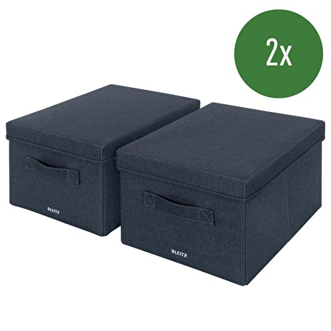 LEITZ Fabric textilní úložný box s víkem M, 2 kusy, 20,3 x 28,5 x 38 cm