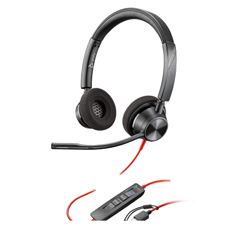 POLY BLACKWIRE 3320,TEAMS,USB-C,USB-C/A ADAPTER