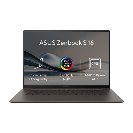 ASUS Zenbook S 16 OLED - AMD RYZEN AI 9 HX 370/32GB/2TB SSD/16"/3K/OLED/Touch/2y PUR/Win 11 PRO/šedá