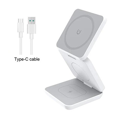 1stCOOL Qi bezdrôtová skladacia nabíjačka 3v1, MagSafe, bílá, USB-C