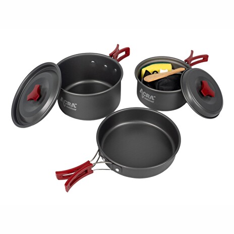 Sada nádobí Acra C21 camping set alluminium pro 2-3 osoby