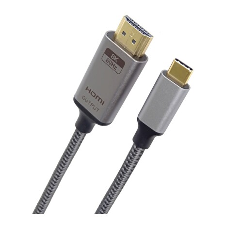 PremiumCord USB-C na HDMI kabel 2m rozlišení obrazu 8K@60Hz,4K@144Hz Aluminium