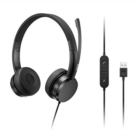 Lenovo sluchátka USB-A Wired Stereo On-Ear Headset (with control box)