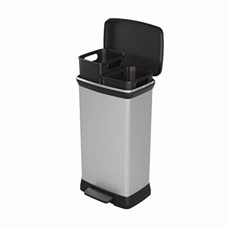 Odpadkový koš Curver Deco Bin Duo 23l + 23l stříbrný