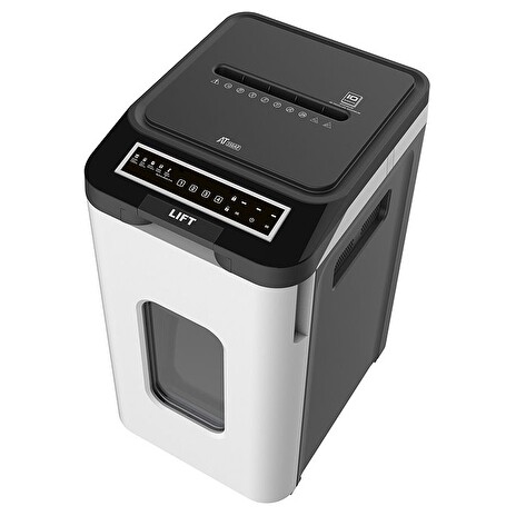 AT skartovač AT-350AF/ řez 2x12 mm/ pracovní síře 240 mm/ kapacita 350 listů/ objem koše 53 l/ stupeň utajení P5/ černý
