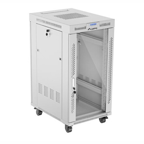 LANBERG Volně stojící skříň 19" 22U/600x800 LCD skleněné dveře šedá