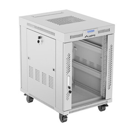 LANBERG Volně stojící skříň 19" 15U/600x800 LCD skleněné dveře šedá