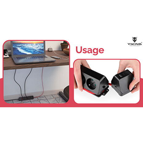 Prodlužovací zásuvka s USB Viking R43S