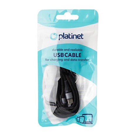 Platinet Nabíjecí Kabel USB-C - USB-C 2,1A, 42W, 2m, černý oplet
