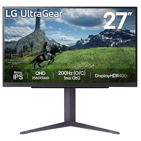 LG monitor 27GS85Q-B IPS 27"/ 2560x1440 / 180Hz/ 400cdm / 1ms/ 1000:1/DP/HDMI/PIVOT černý