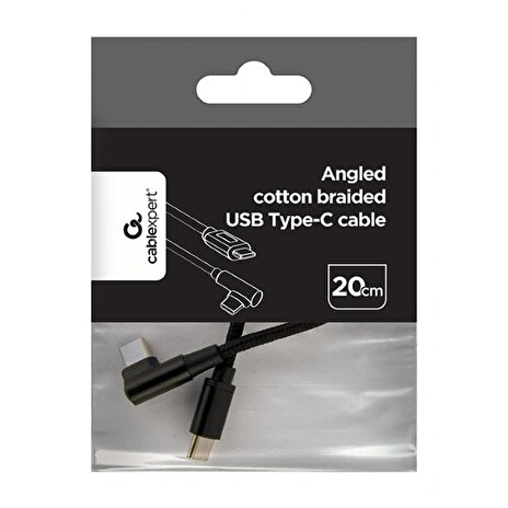 Gembird adaptér USB-C (M) / USB-C (M), datový / nabíjací, opletený, pravouhlý, 0.2m