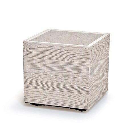 Květináč Prosperplast MADERA SQUARE eco wood 38,5 cm bílý eco