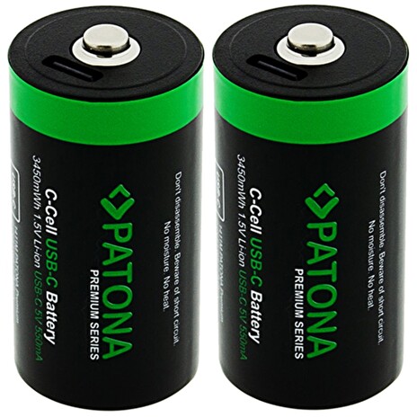 PATONA nabíjecí baterie LR14 (C) Li-lon 2300mAh 1,5V s USB-C nabíjením, 2ks v balení